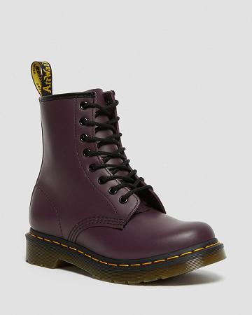 Purple Women's Dr Martens 1460 Smooth Leather Lace Up Boots | CA 204JPQ